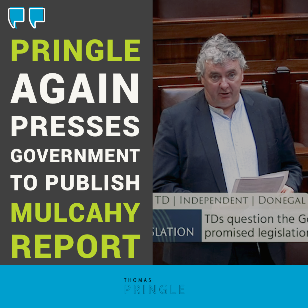 Pringle again presses Government to publish Mulcahy report