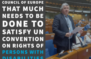 Pringle tells Council of Europe that much needs to be done to satisfy UN Convention on Rights of Persons with Disabilities
