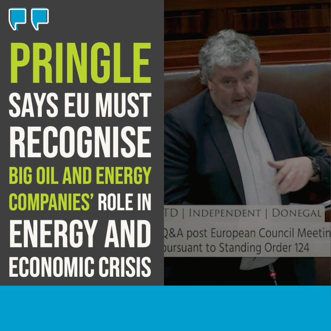 Pringle says EU must recognise big oil and energy companies’ role in energy and economic crisis
