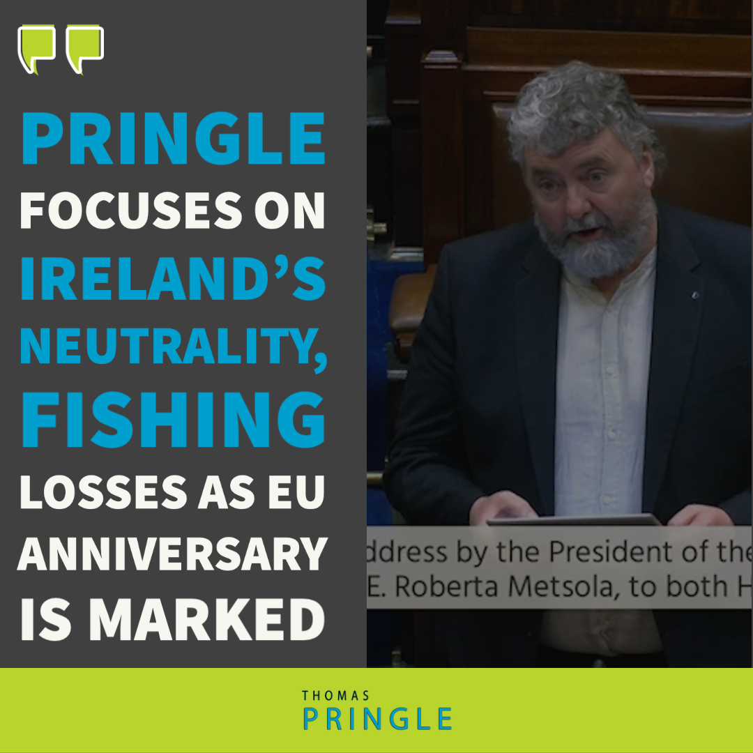 Pringle focuses on Ireland’s neutrality, fishing losses as EU anniversary is marked