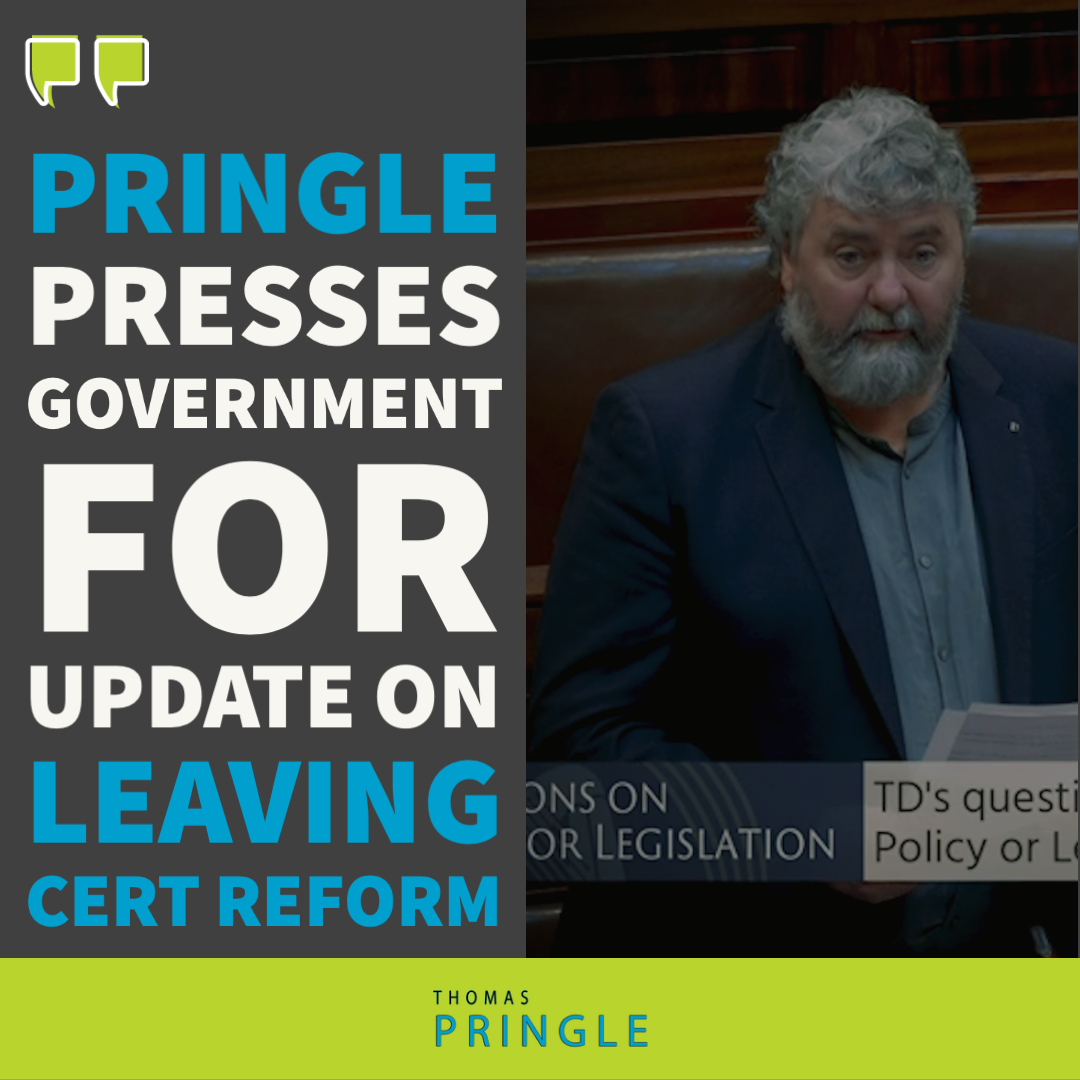 Pringle presses Government for update on Leaving Cert reform