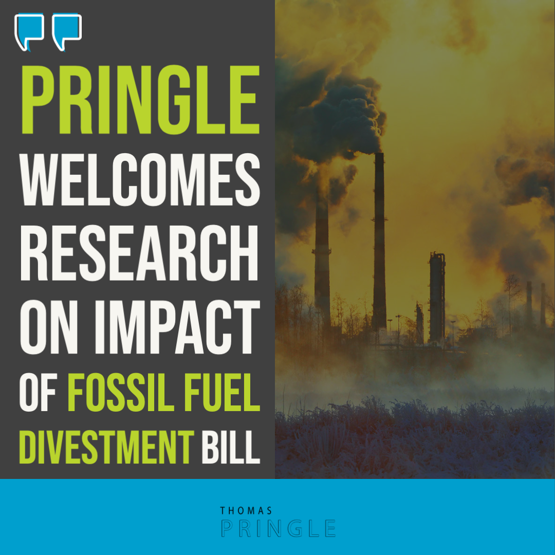 Pringle welcomes research on impact of Fossil Fuel Divestment Bill