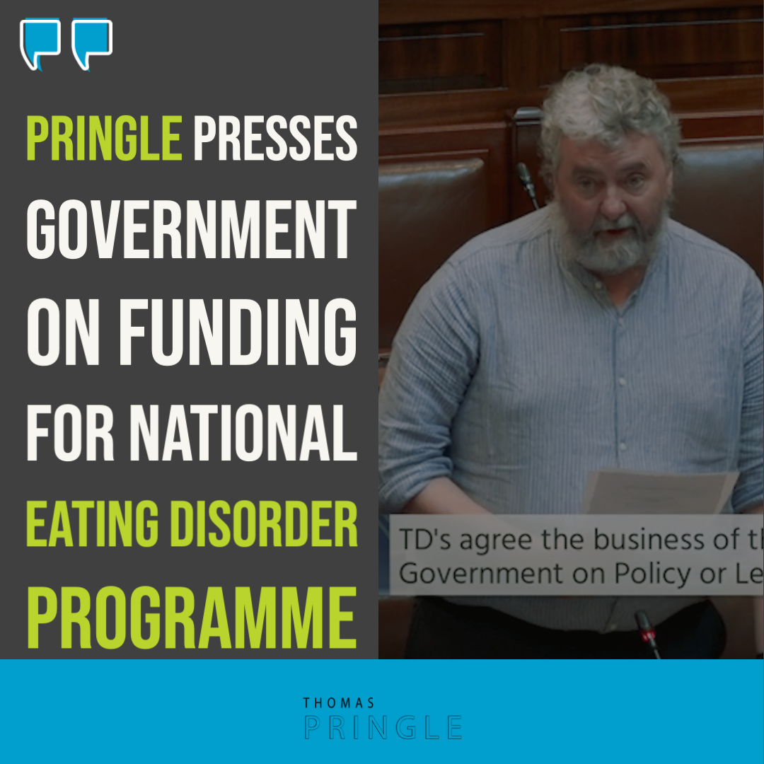 Pringle presses Government on funding for national eating disorder programme