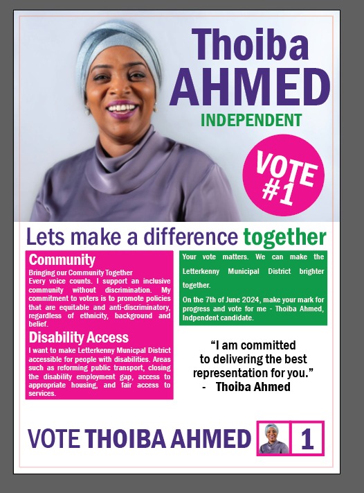 Pringle endorses Thoiba Ahmed, independent candidate, Letterkenny Electoral Area