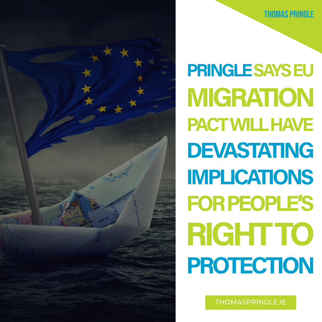 Pringle says EU migration pact will have devastating implications for people’s right to protection