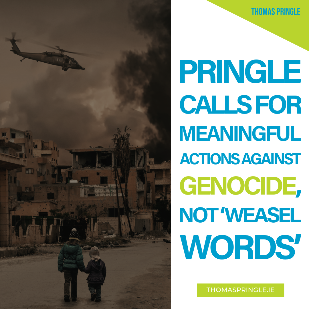 Thomas Pringle calls for meaningful actions against genocide, not ‘weasel words’. - Palestine - Gaza - Ireland - GE24 - GE2024